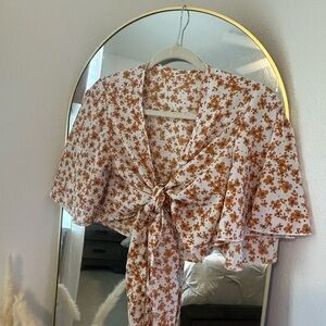 Floral Tie-Front Women Top